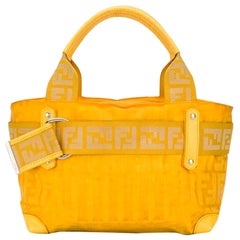 1990s Fendi Yellow Nylon And Leather Handbag