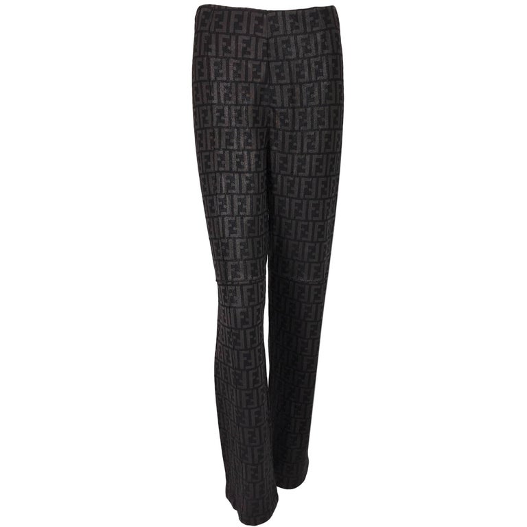 Fendi Zucca Monogram Stretch Knit High Waist Legging Pants, 1990s at ...