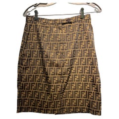 Vintage 1990's Fendi Zucca-pattern Brown Skirt Size 42