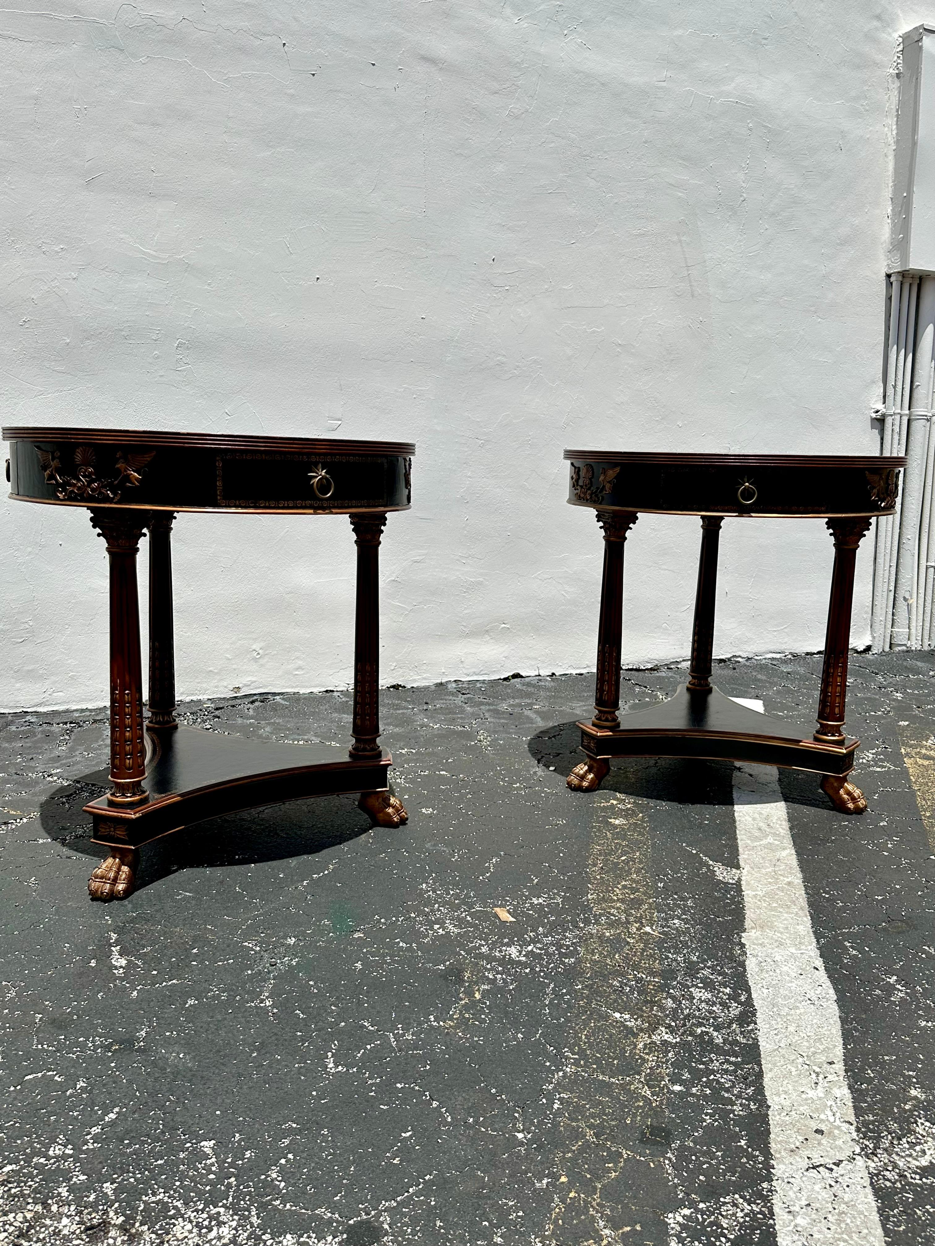 1990s Ferguson Copeland Three Legged Paw Tier Nightstand Table, Set of 2 In Good Condition For Sale In Fort Lauderdale, FL