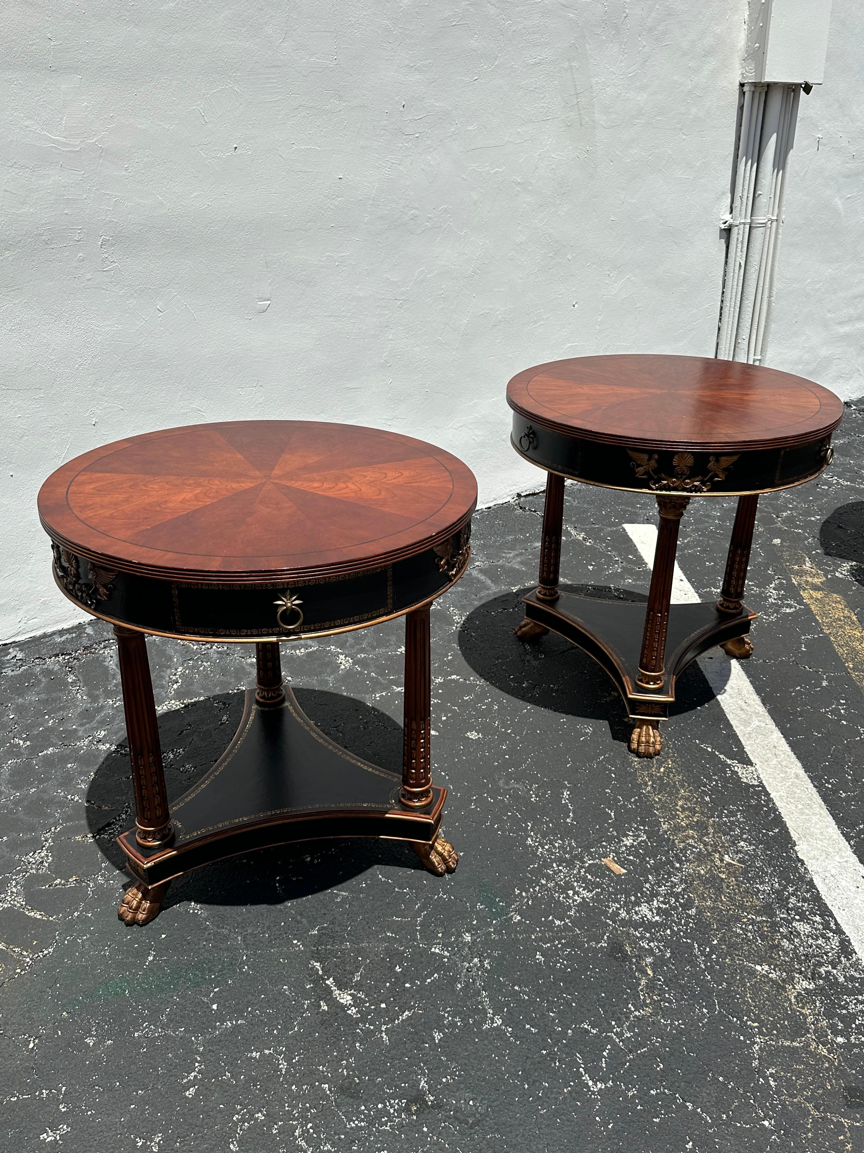 American 1990s Ferguson Copeland Three Legged Paw Tier Nightstand Table, Set of 2 For Sale
