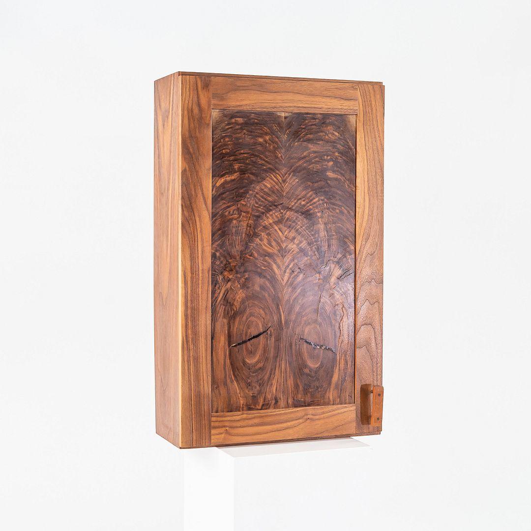 Late 20th Century 1990s Figured Walnut Studio Craft New Hope Woodworker Medicine Cabinet For Sale