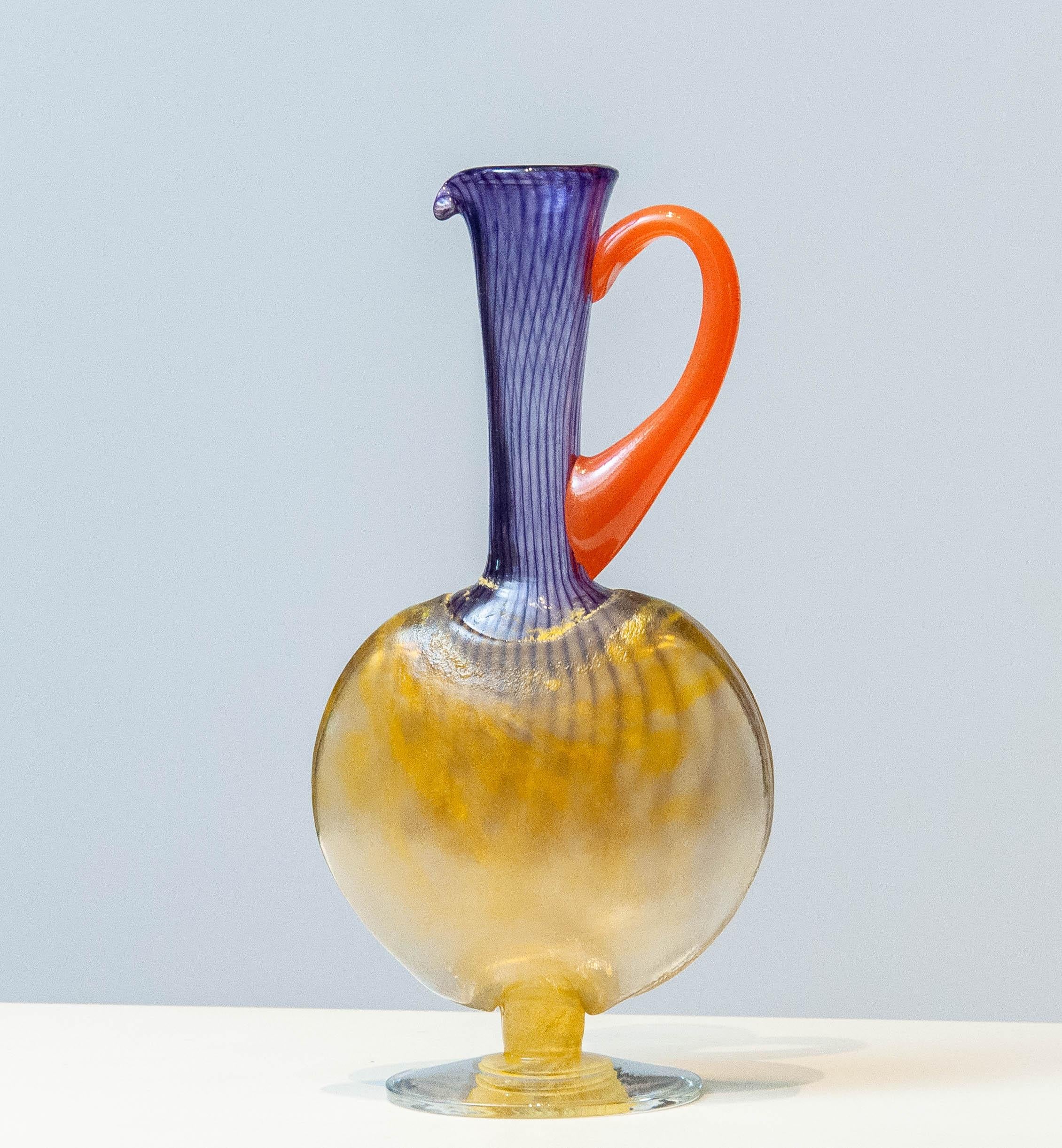 1990's Filigree Art Glass Carafe 'Bon Bon' by Kjell Engman for Kosta Boda 1