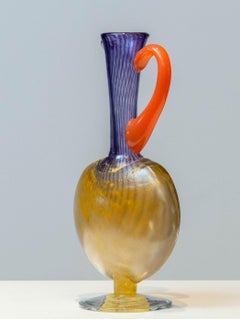 Caraffa in vetro artistico filigranato 'Bon Bon' di Kjell Engman per Kosta Boda del 1990