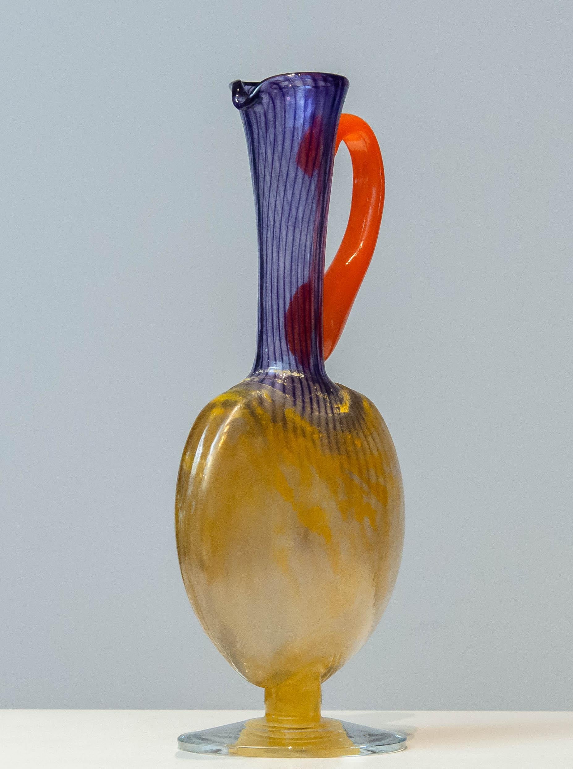 Swedish 1990's Filigree Art Glass Carafe 'Bon Bon' by Kjell Engman for Kosta Boda
