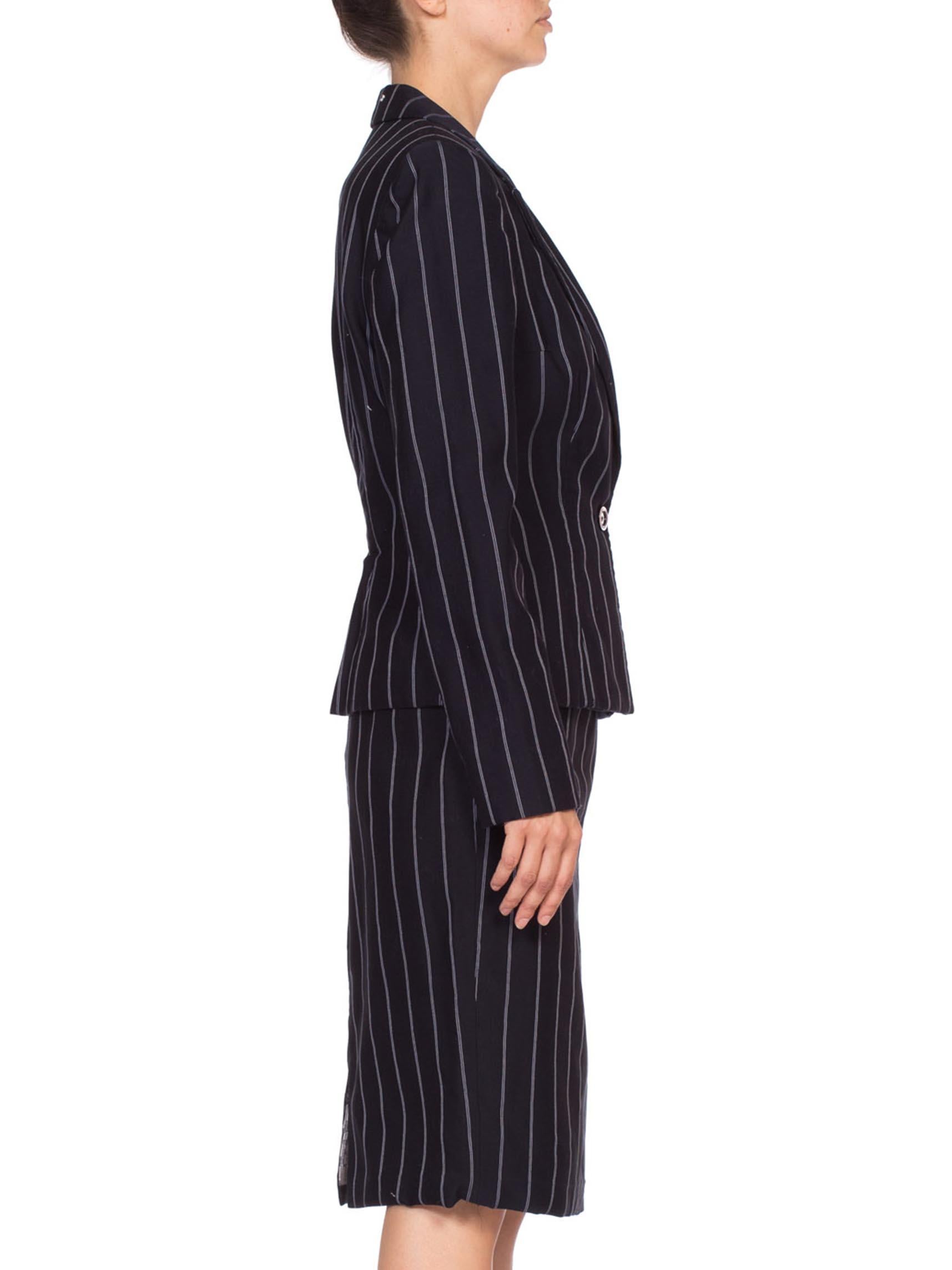 black pinstripe skirt suit