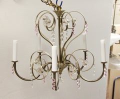 1990s 5 Arm Petite Nickel Plated Floral Style Chandelier