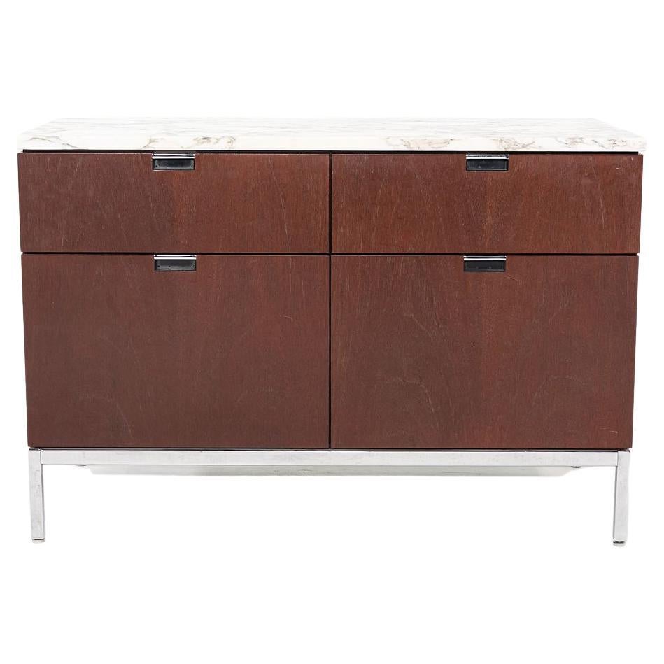 1990s Florence Knoll Two Position Credenza with Chrome Legs and Marble Top