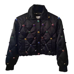 1990s Escada Sport Black Colored Gem Collared Jacket