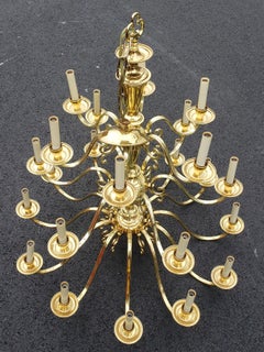 1990s Framburg Jamestown 24-Lights Three Tier Brass Chandelier