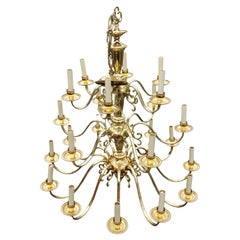 1990s Framburg Jamestown 24-Lights Three Tier Brass Chandelier