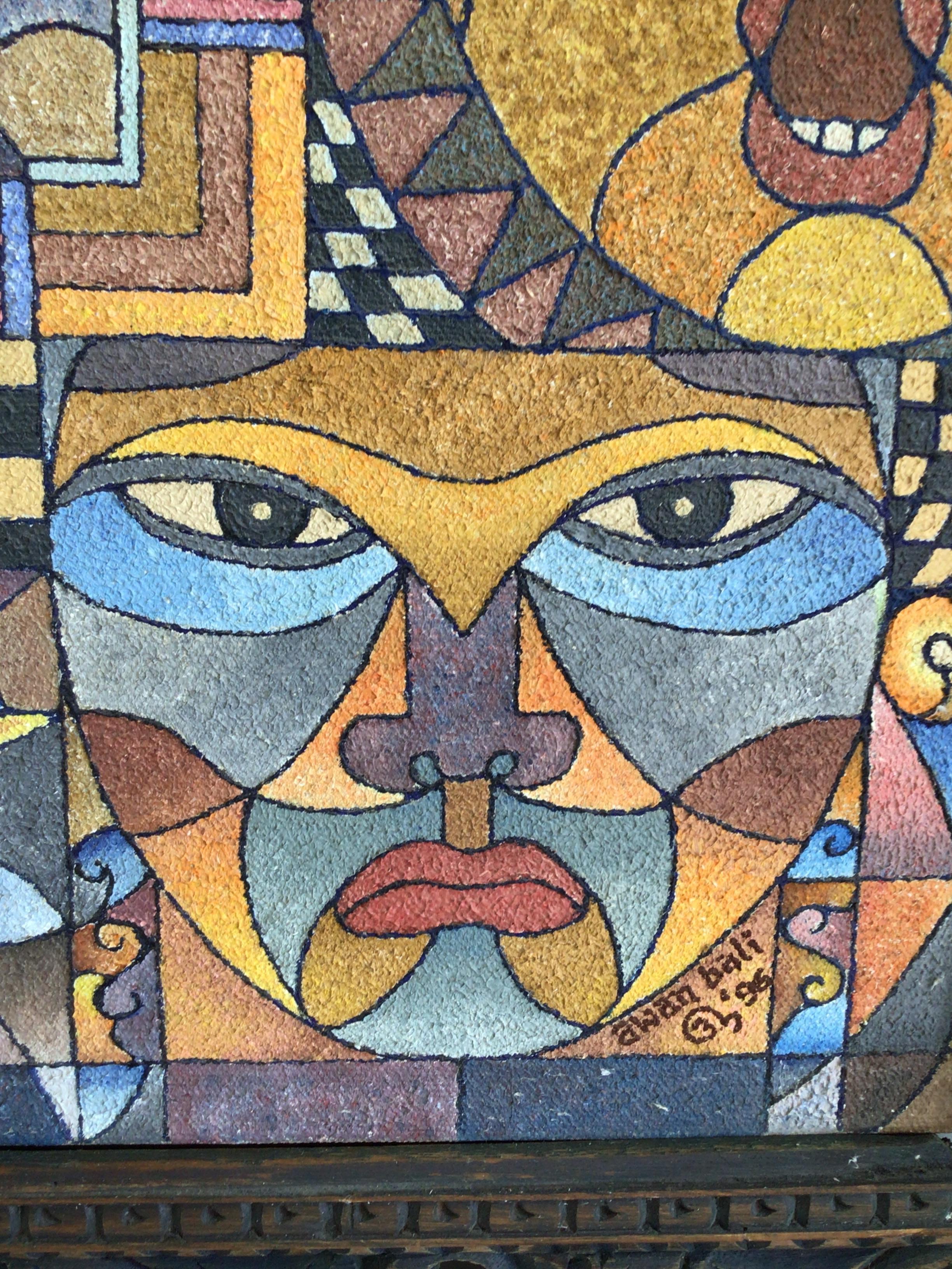 1990s Framed Oil Painting on Canvas of Faces For Sale 5