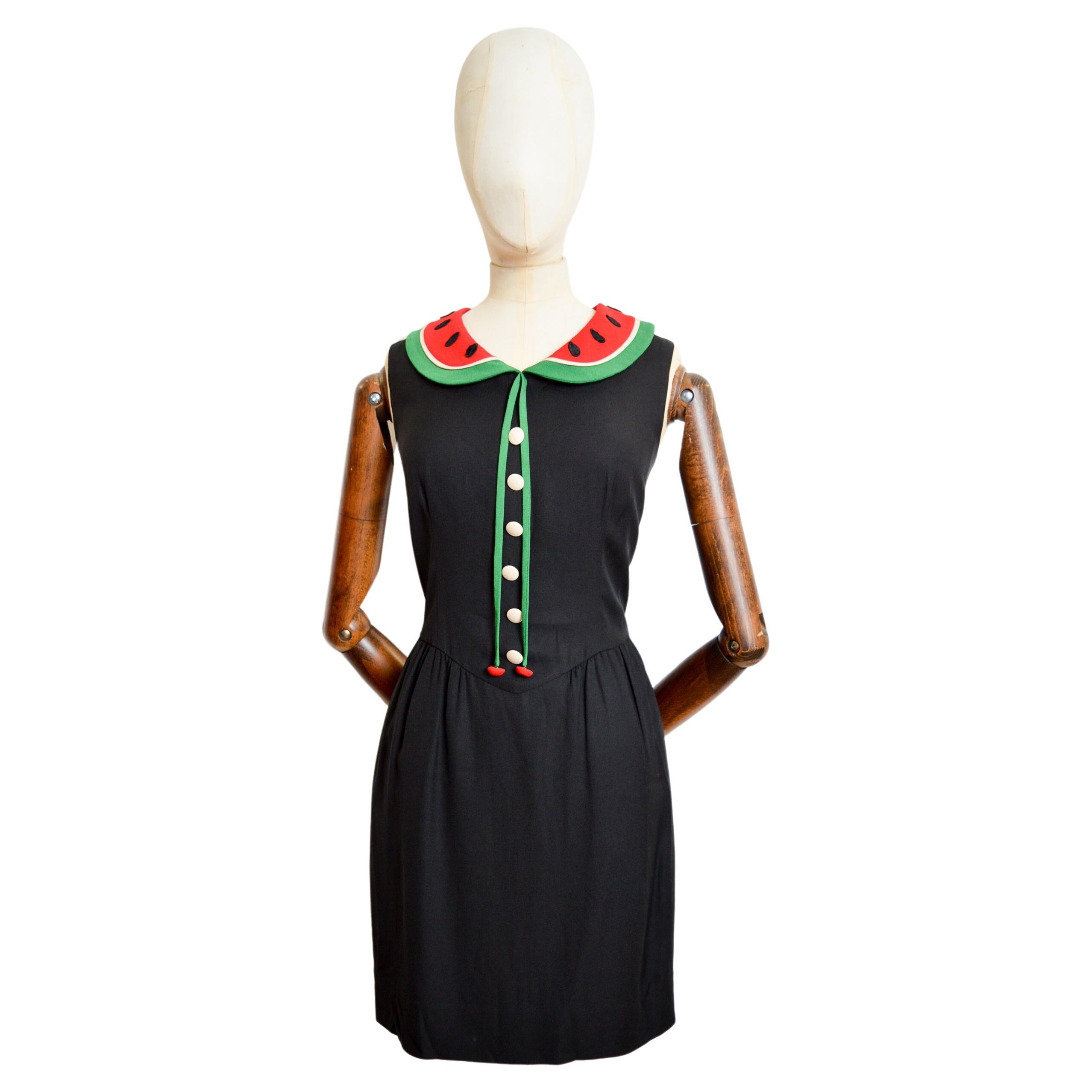 Franco Moschino CHEAP & CHIC - Vestito nero a forma di cocomero degli anni '90 in vendita