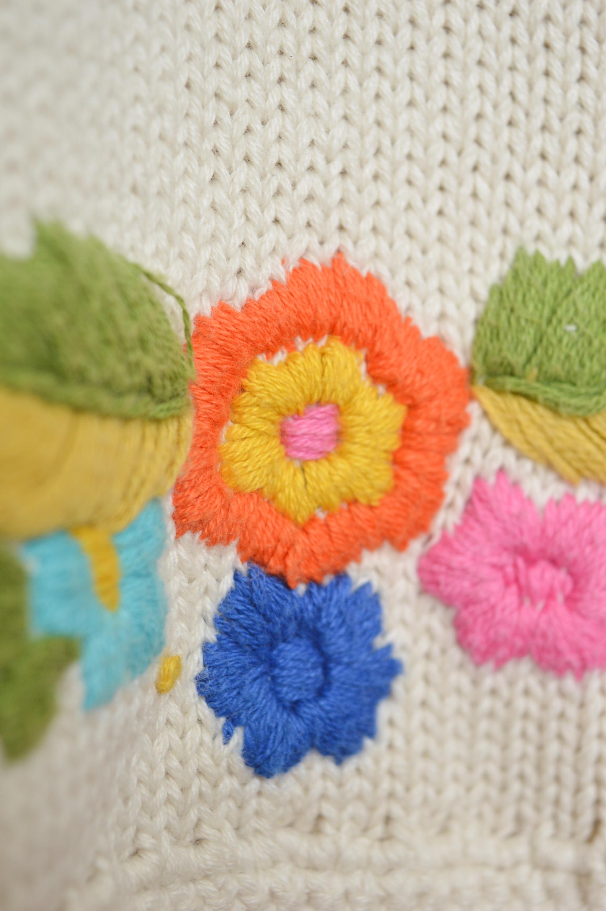 1990's Franco Moschino Floral Crochet Knit Open Cardigan - Colourful Sweater For Sale 10