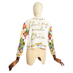 Franco Moschino - Cardigan coloré en maille crochet à motifs floraux, années 1990