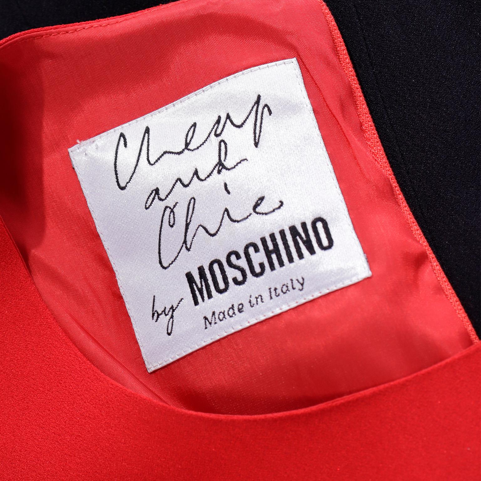 1990s Franco Moschino Red & Black Dress With Dove of Peace For Sale 6