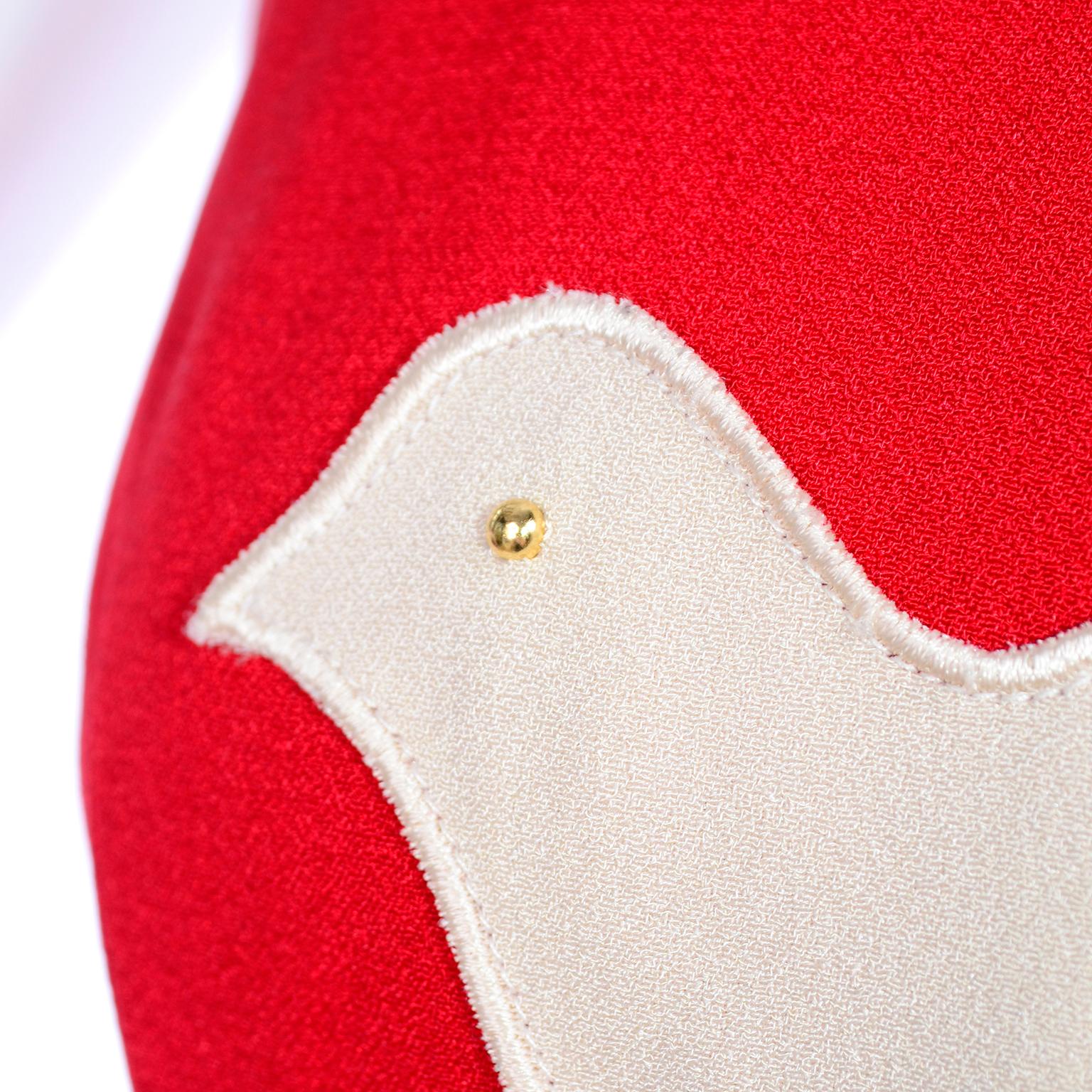 1990s Franco Moschino Red & Black Dress With Dove of Peace For Sale 5