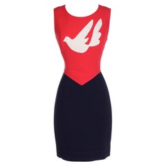 1990s Franco Moschino Red & Black Dress With Dove of Peace