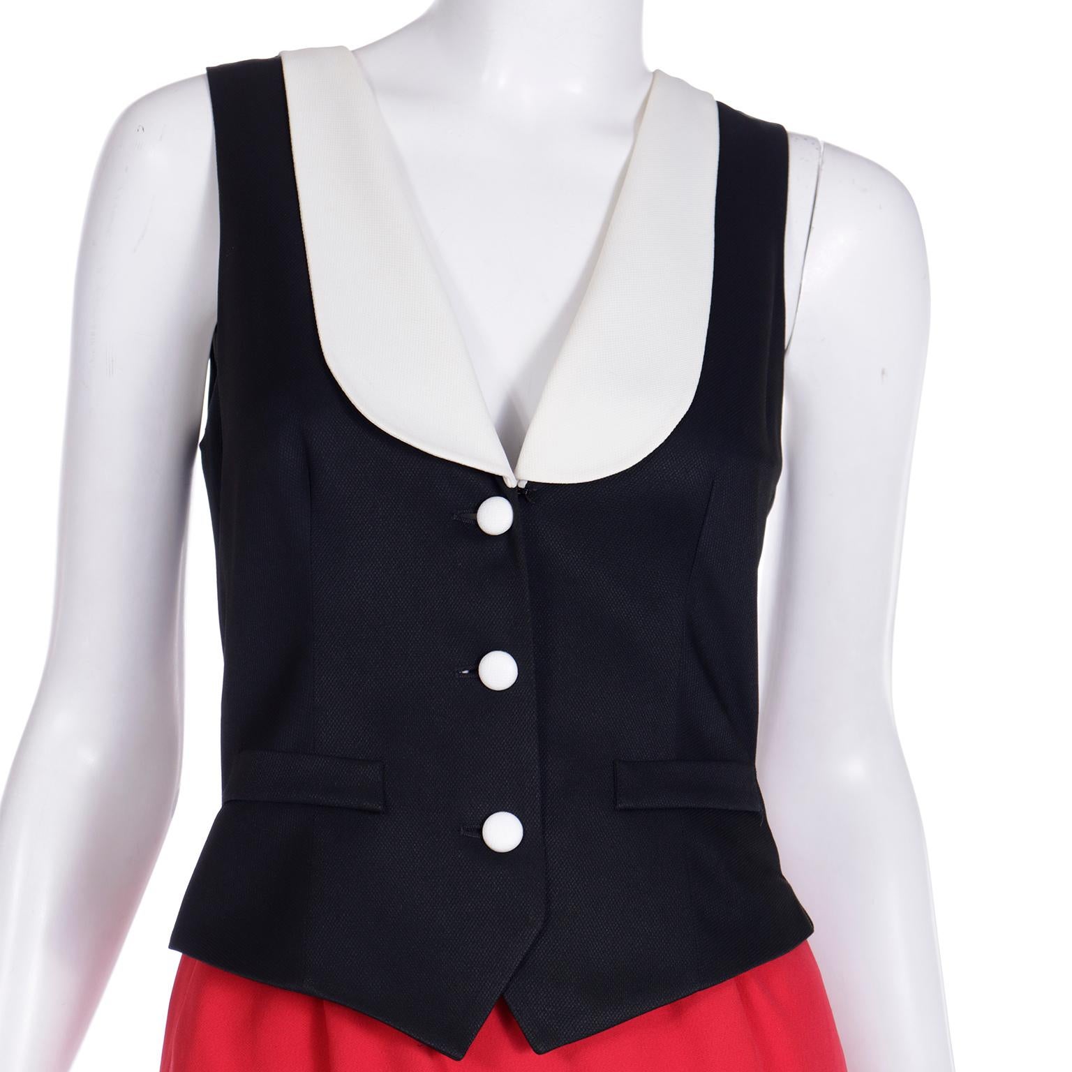 1990s Franco Moschino Vintage Olive Oyl Inspired Red Black & White Dress For Sale 2