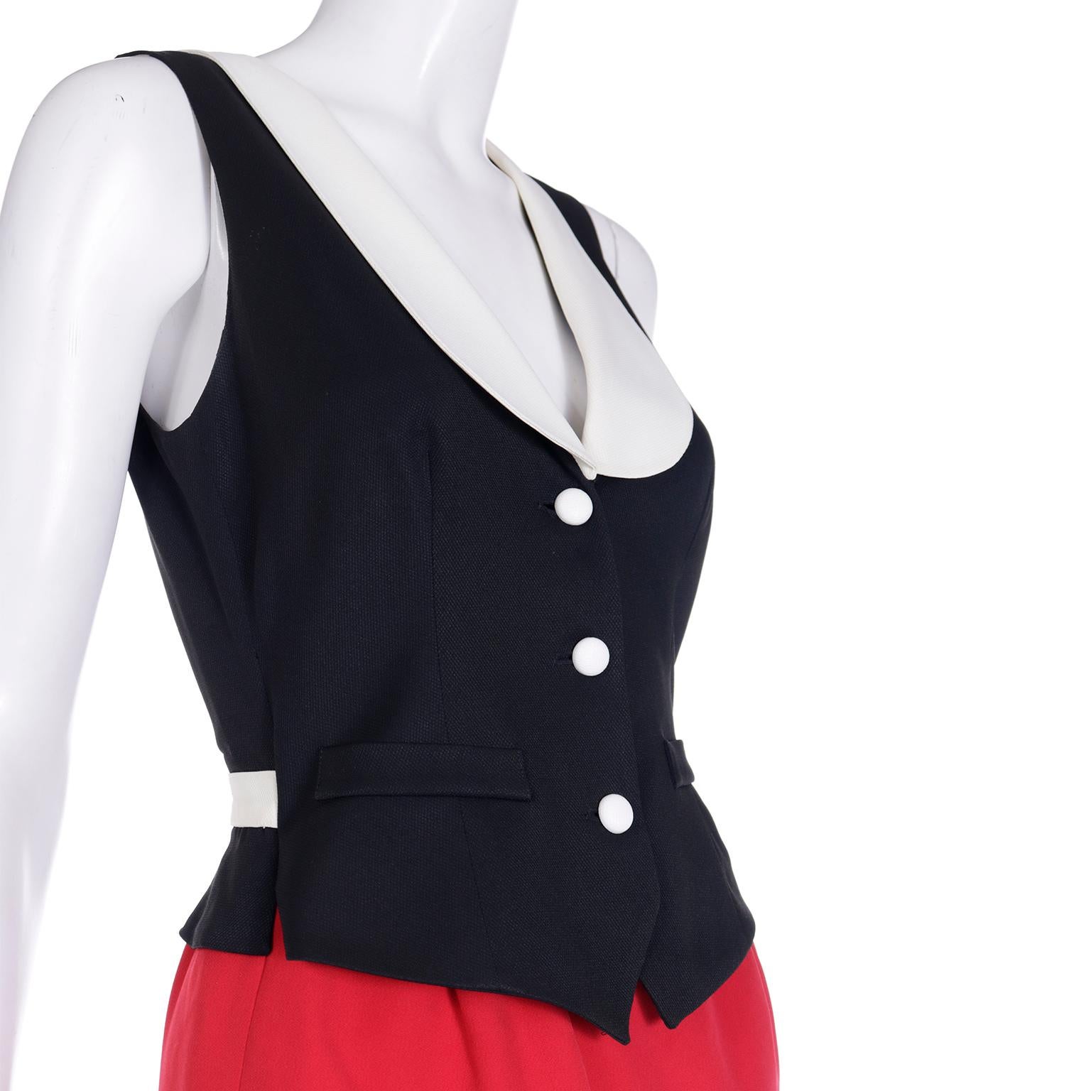 1990s Franco Moschino Vintage Olive Oyl Inspired Red Black & White Dress For Sale 3