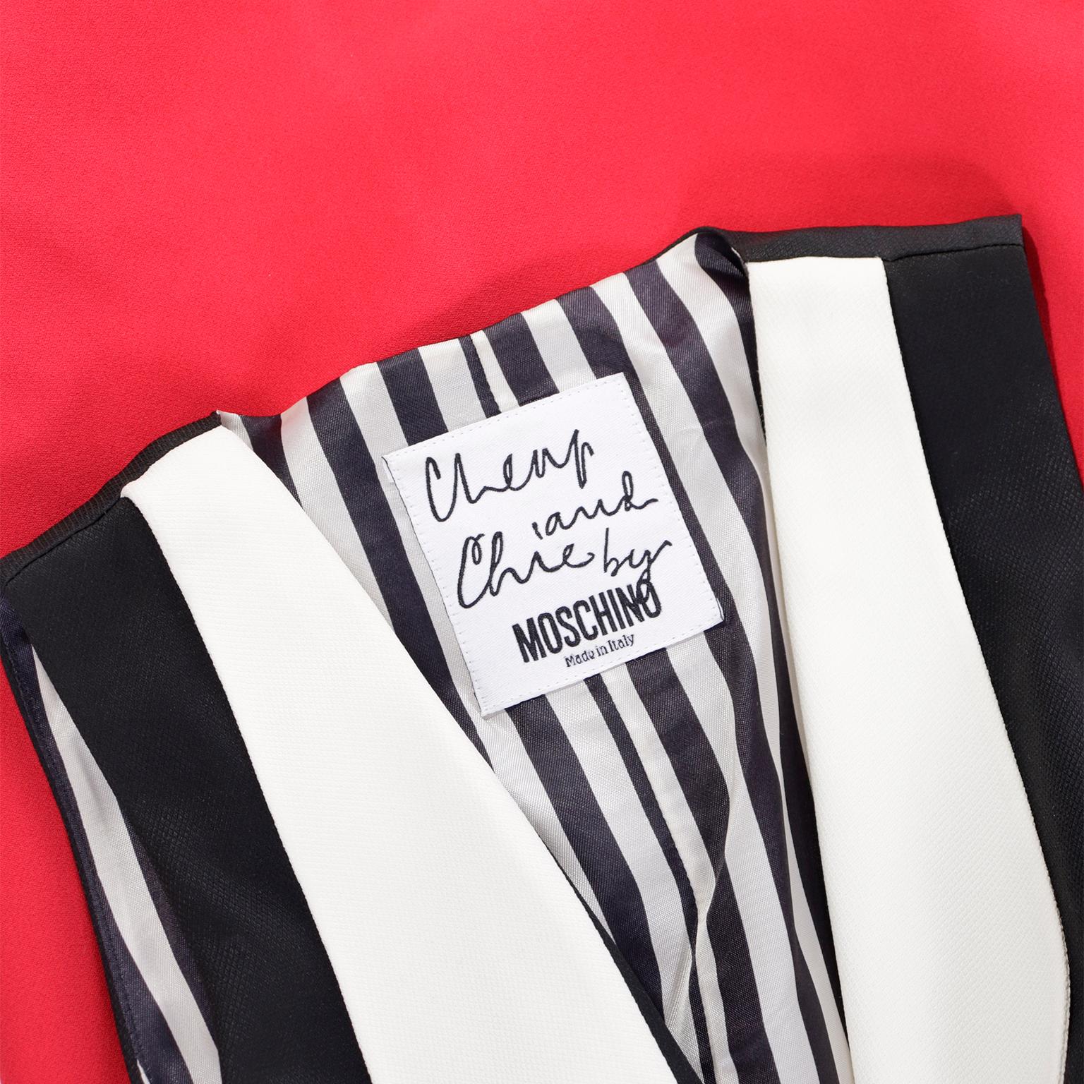 1990s Franco Moschino Vintage Olive Oyl Inspired Red Black & White Dress For Sale 5
