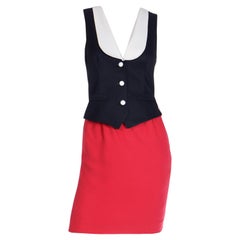 1990 Franco Moschino Vintage Olive Oyl Inspired Red Black & White Dress