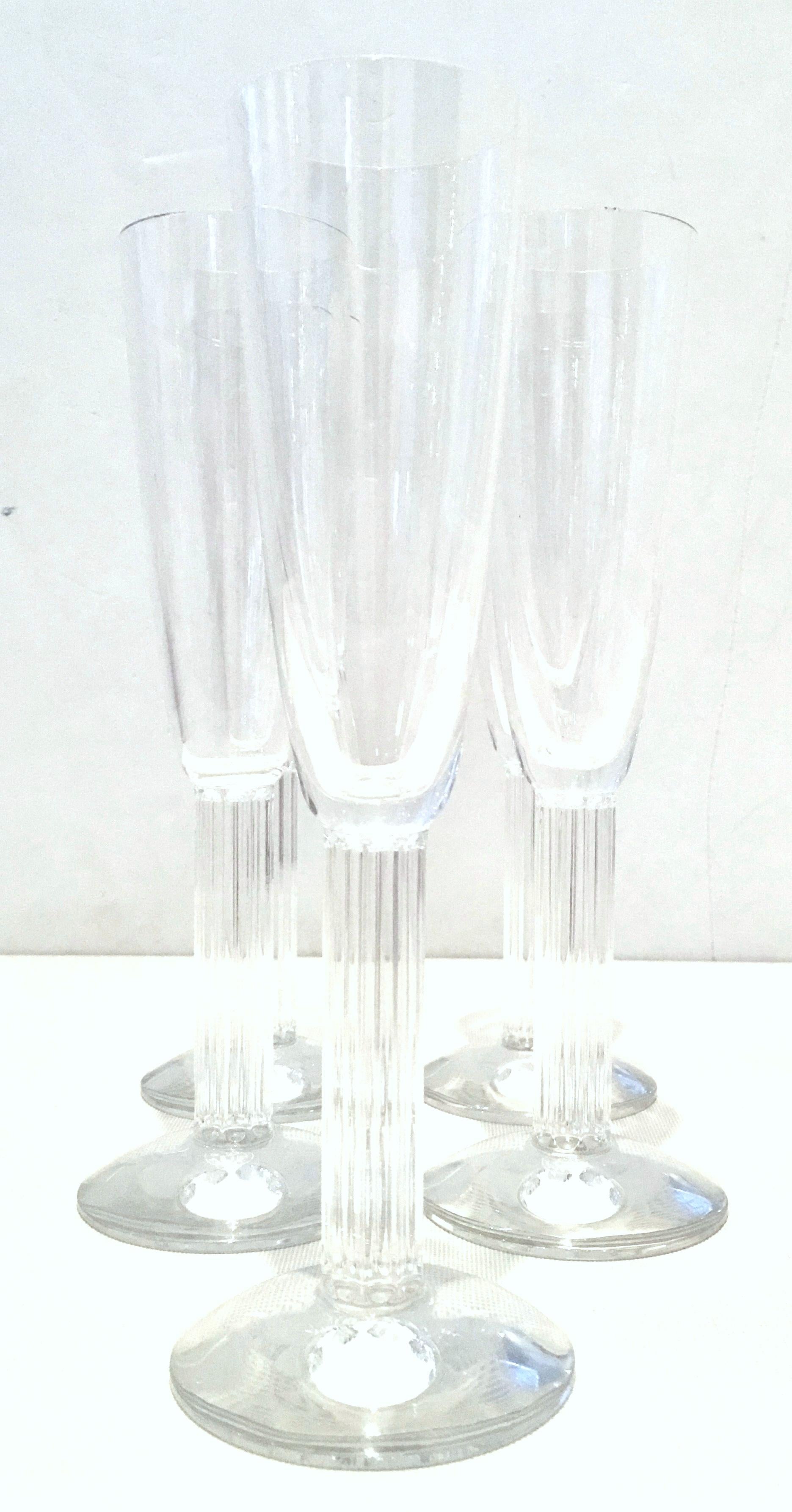 20th Century Baccarat France crystal Champagne footed flute stem glasses, 