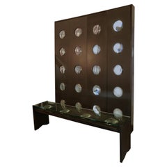 1990s French Ebonized Oak Spyglass Screen