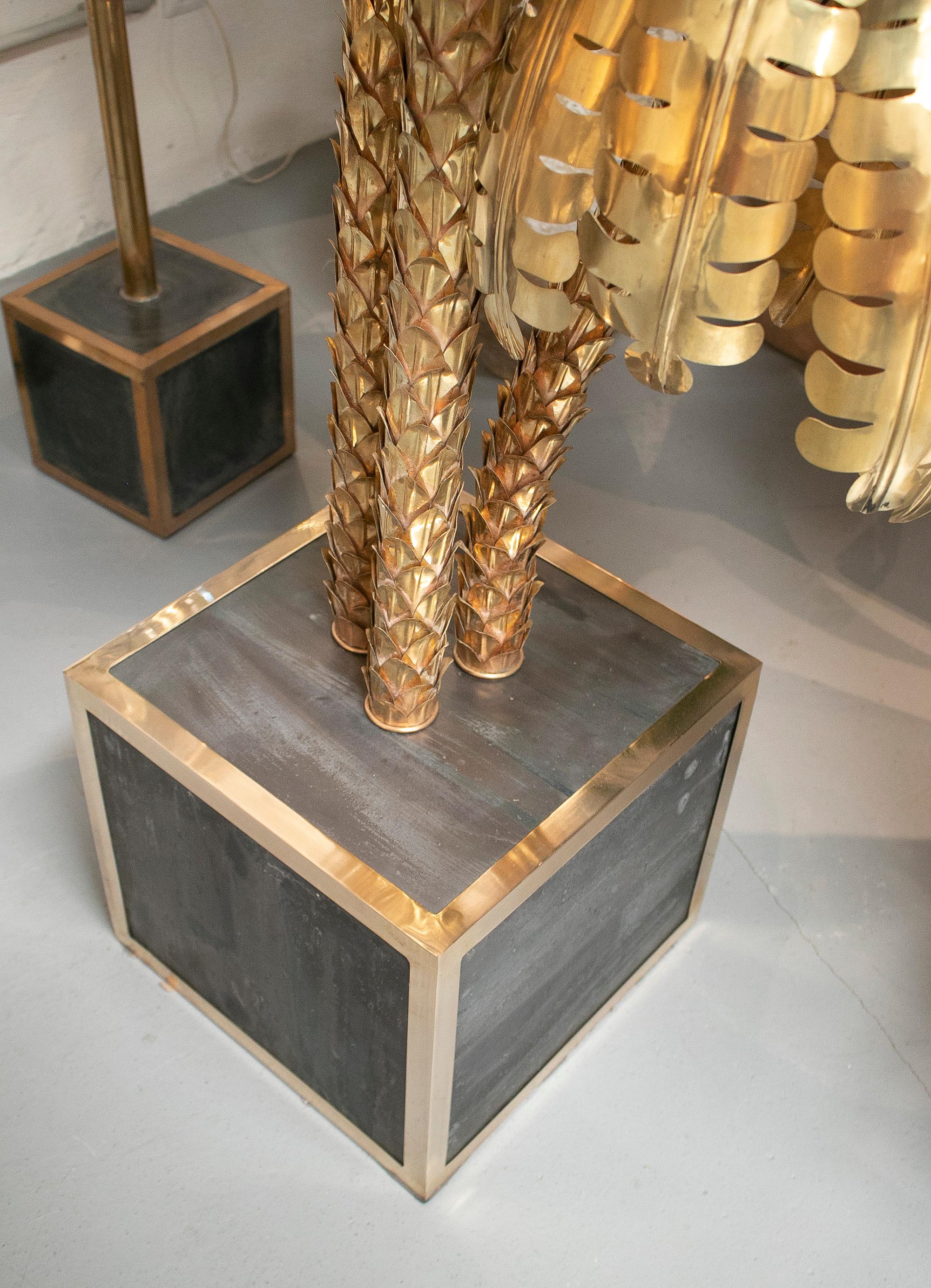 Lampe sur pied en forme de palmier en bronze doré, France, années 1990 2