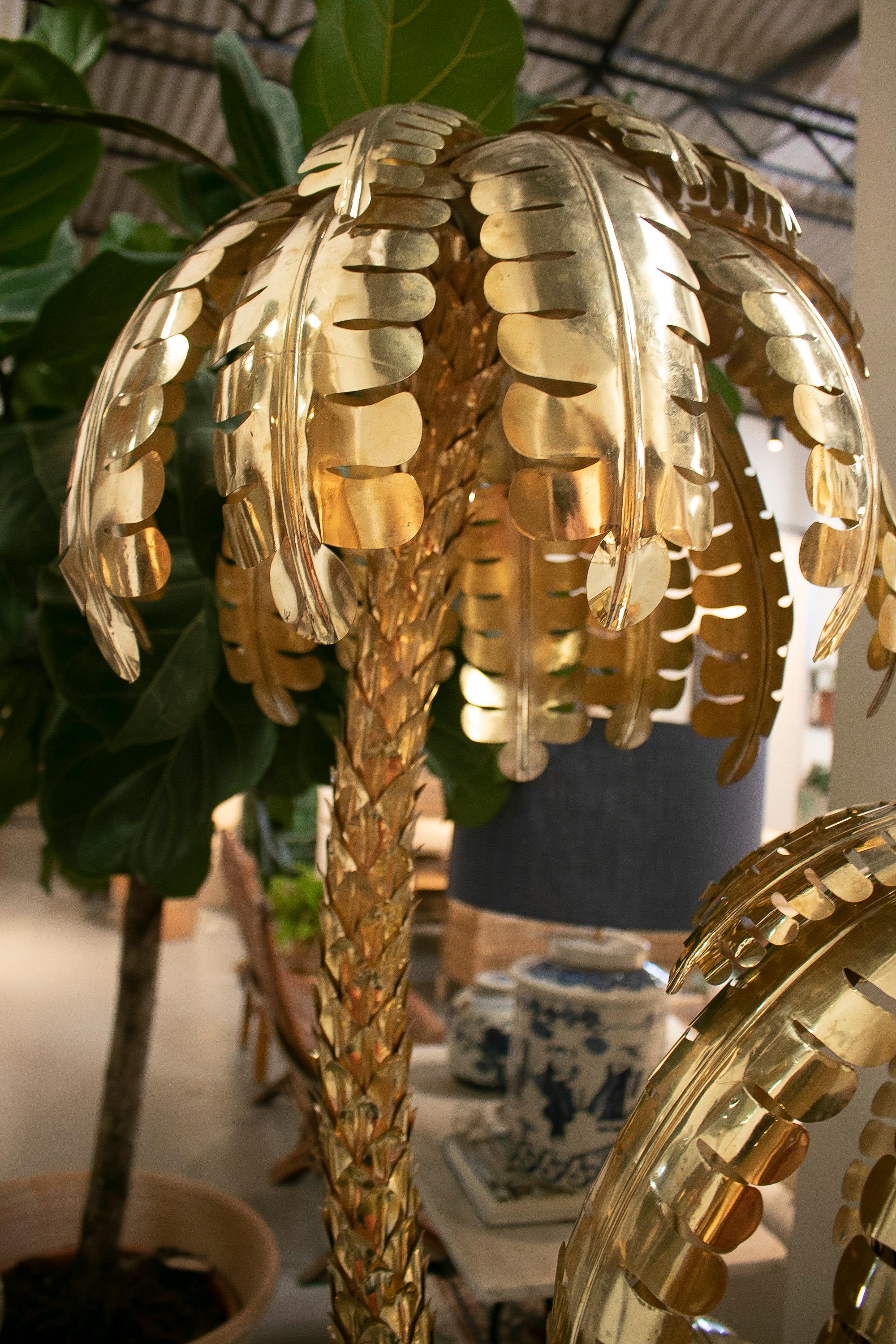 1990s French Gilt Bronze Palm Tree Shaped Standing Lamp For Sale 5