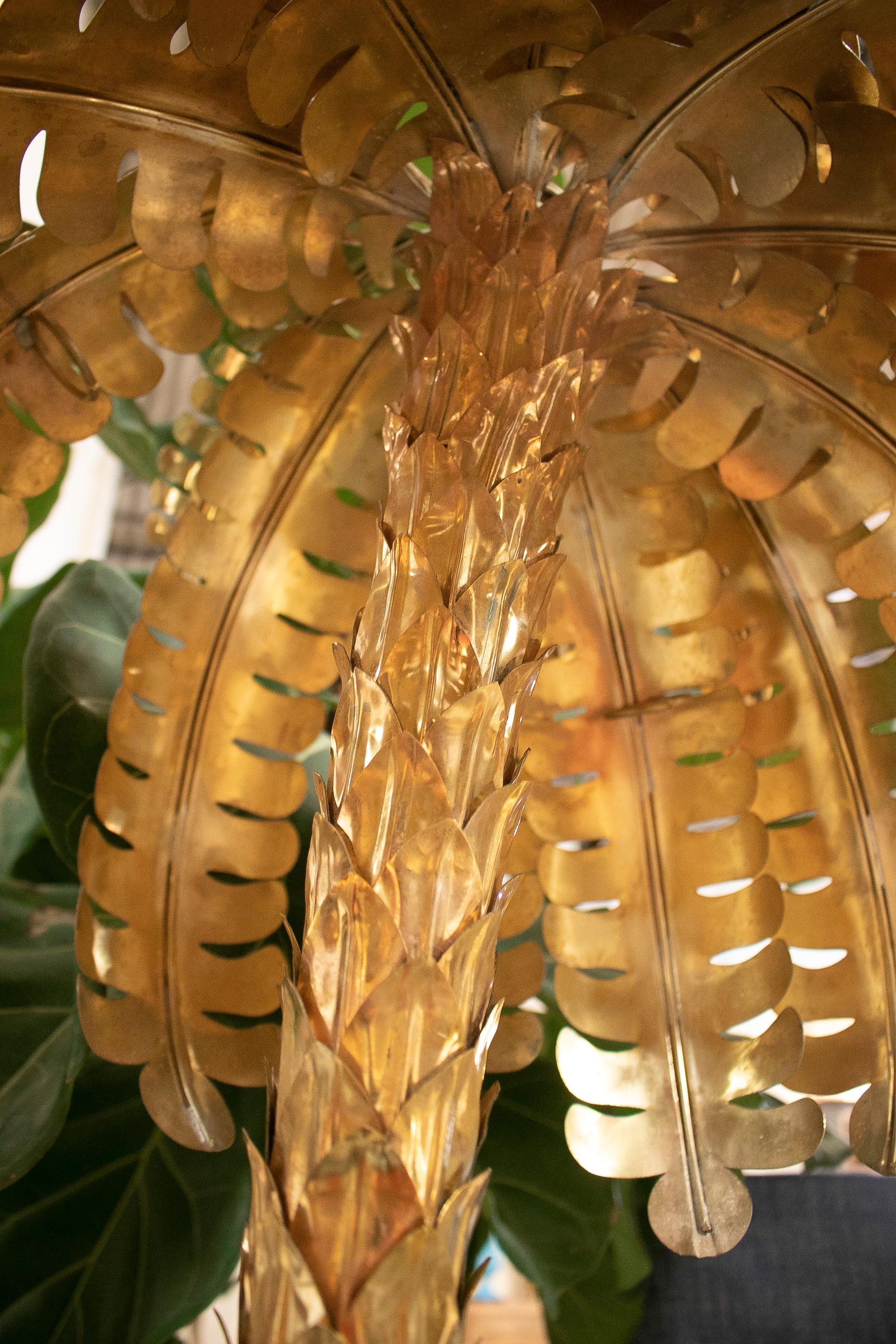 Lampe sur pied en forme de palmier en bronze doré, France, années 1990 en vente 4