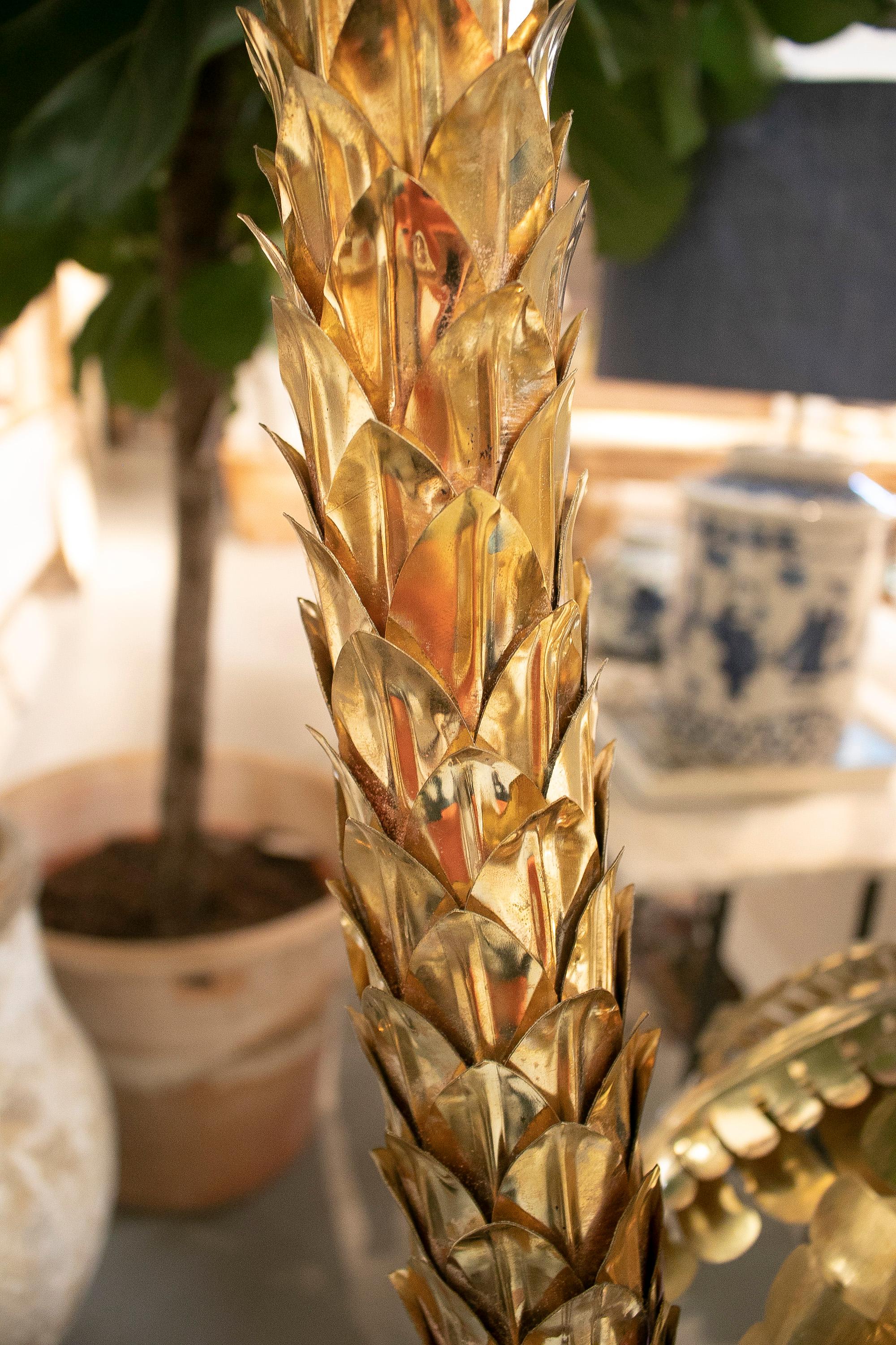 1990s French Gilt Bronze Palm Tree Shaped Standing Lamp For Sale 7