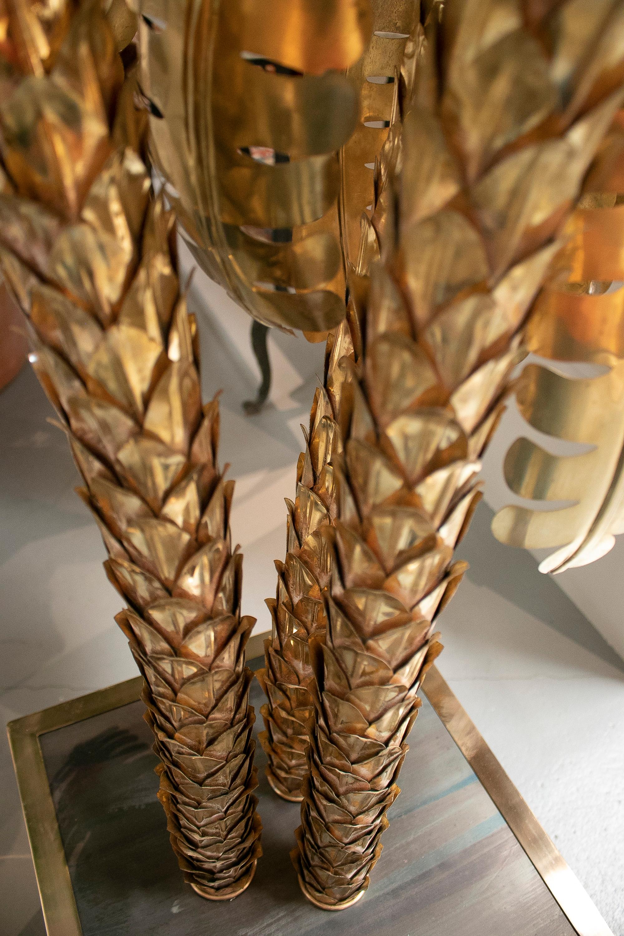 Lampe sur pied en forme de palmier en bronze doré, France, années 1990 en vente 6