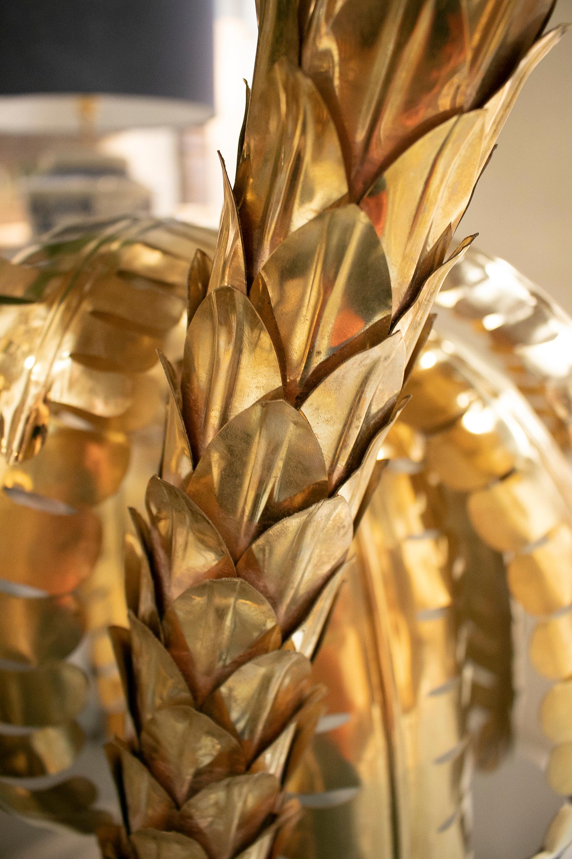 Lampe sur pied en forme de palmier en bronze doré, France, années 1990 7