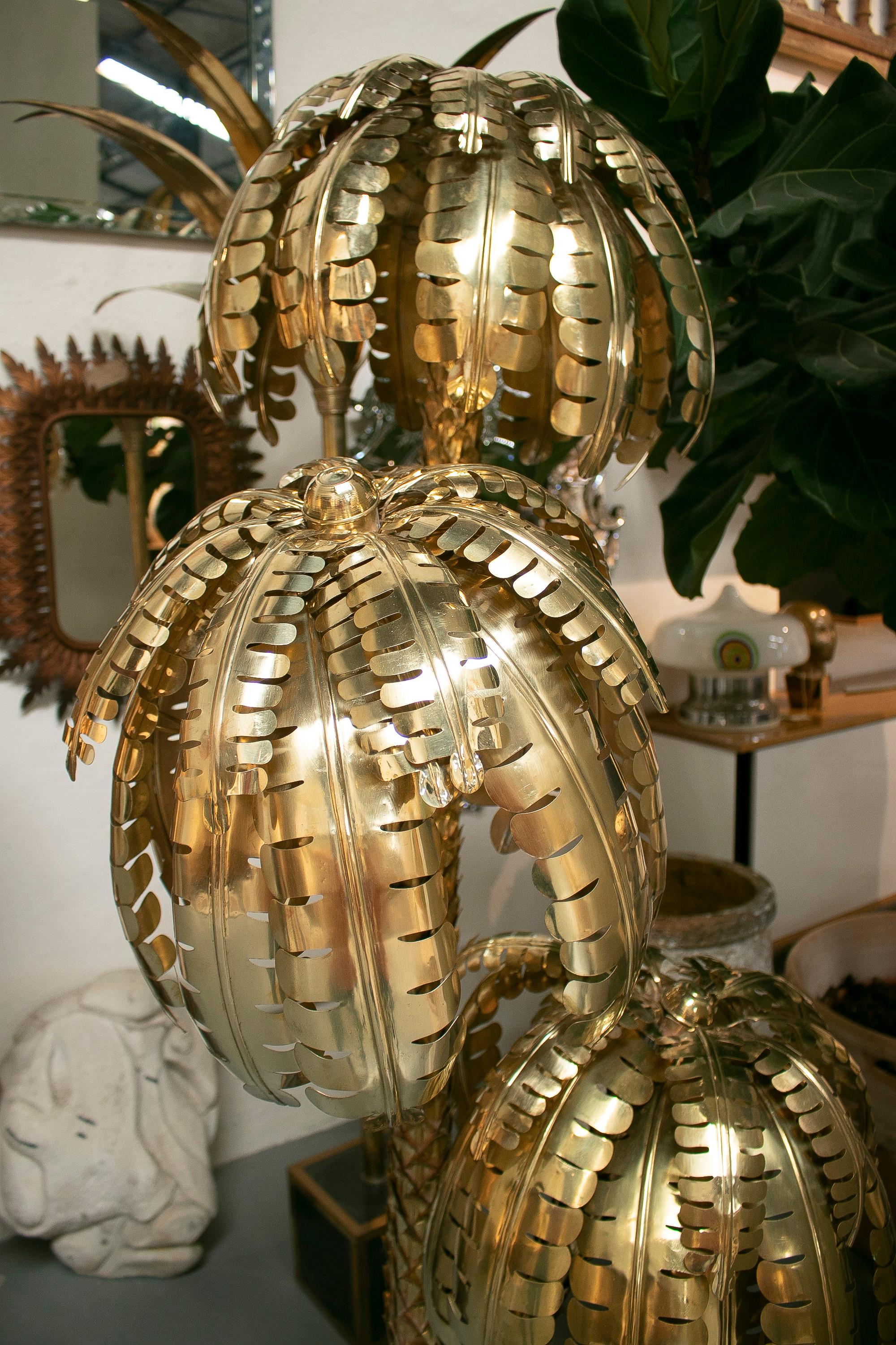 1990s French Gilt Bronze Palm Tree Shaped Standing Lamp For Sale 11