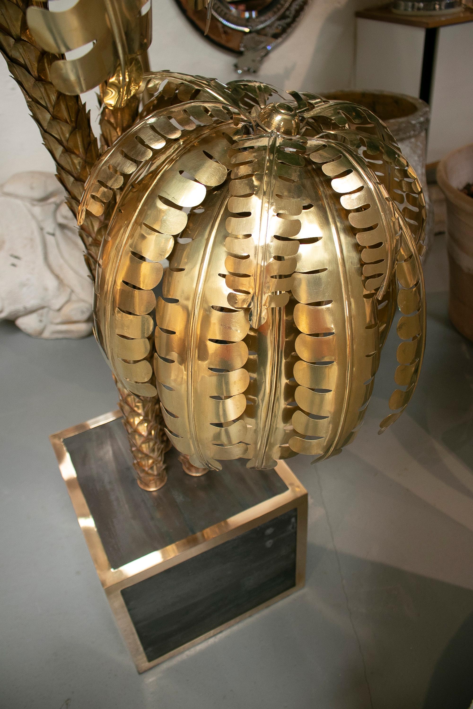 Lampe sur pied en forme de palmier en bronze doré, France, années 1990 en vente 10