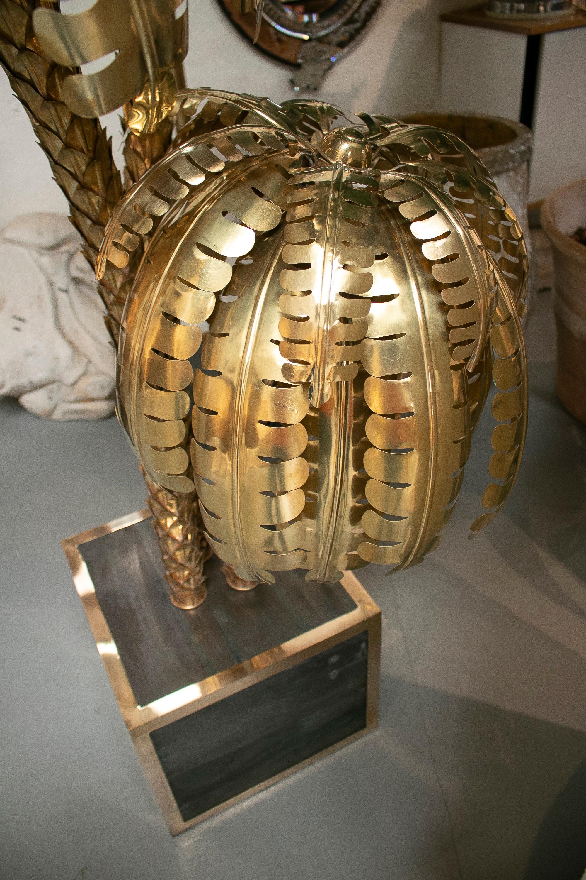 Lampe sur pied en forme de palmier en bronze doré, France, années 1990 10