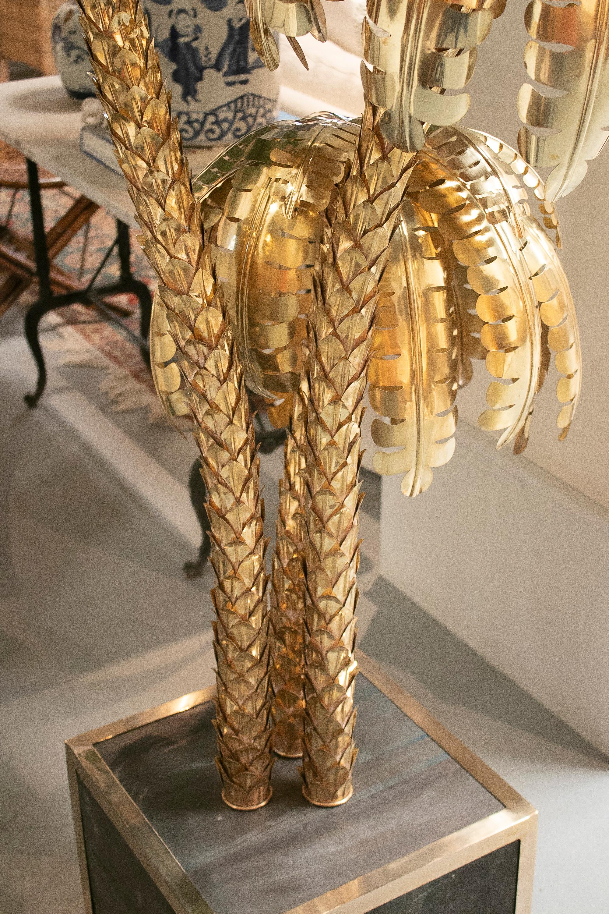 Lampe sur pied en forme de palmier en bronze doré, France, années 1990 Bon état - En vente à Marbella, ES