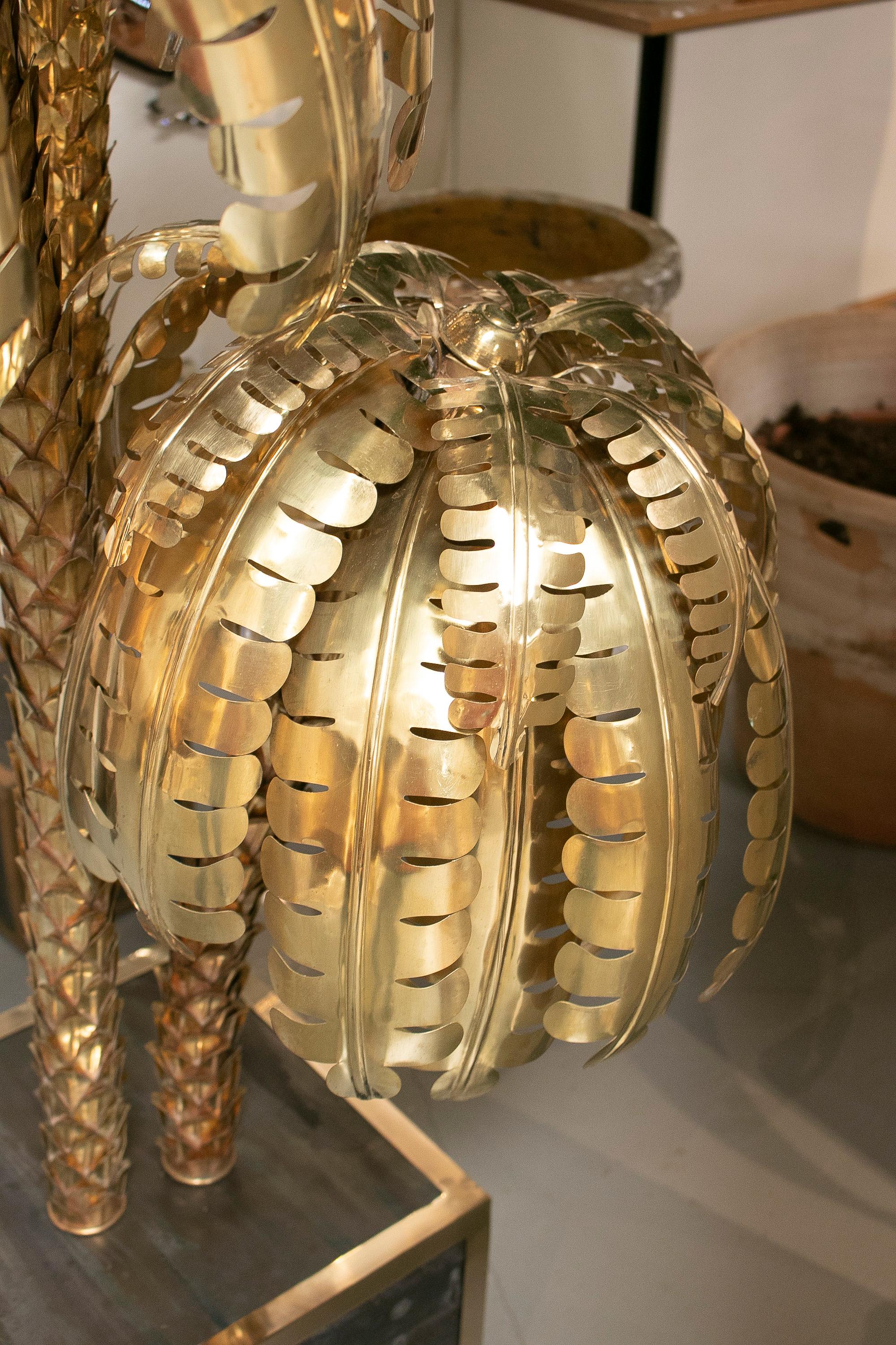 Bronze Lampe sur pied en forme de palmier en bronze doré, France, années 1990 en vente