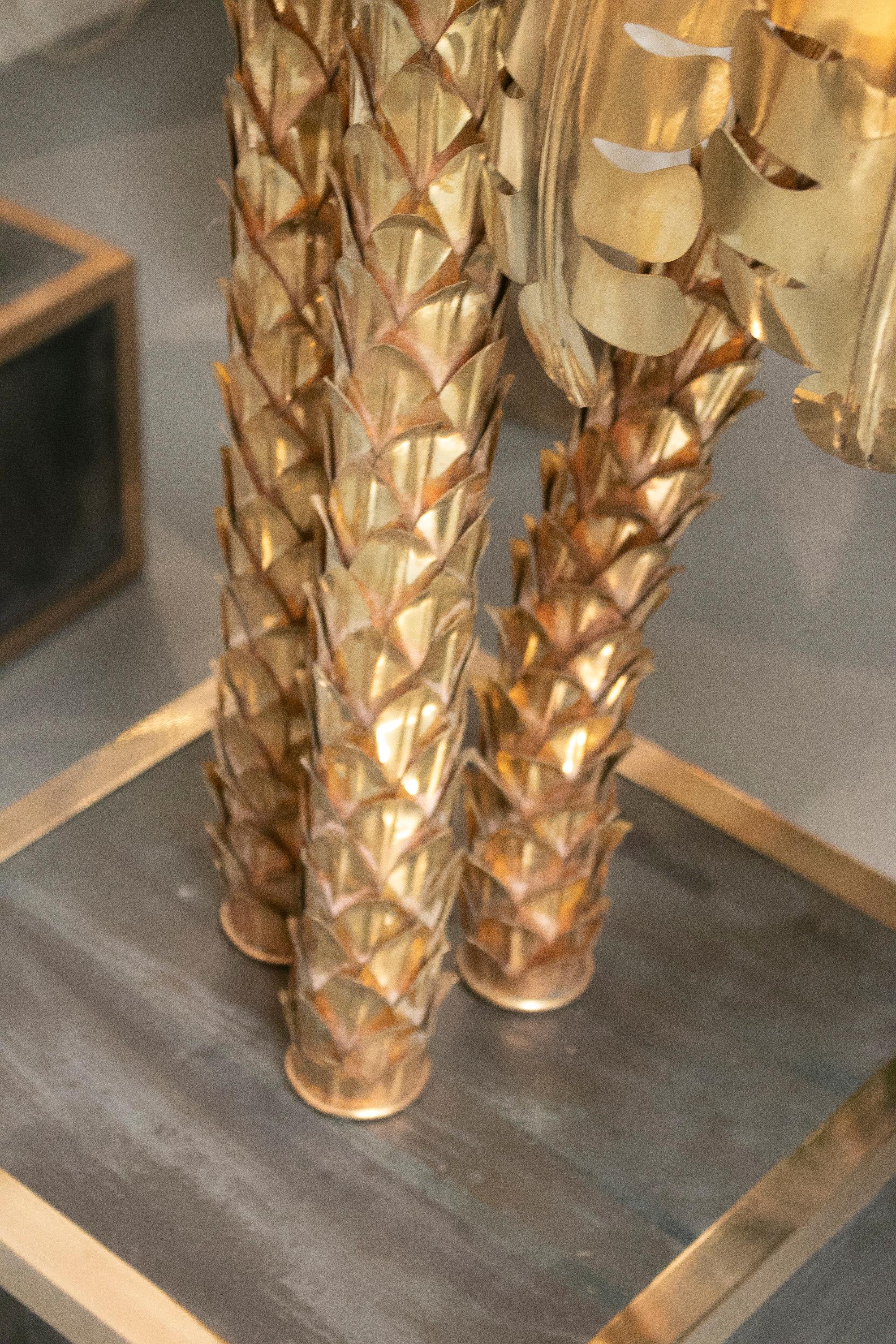 Lampe sur pied en forme de palmier en bronze doré, France, années 1990 1