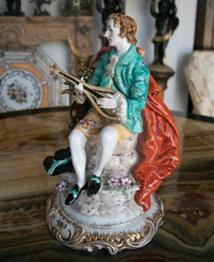1990s French Hand Painted Man Figure Sculpture