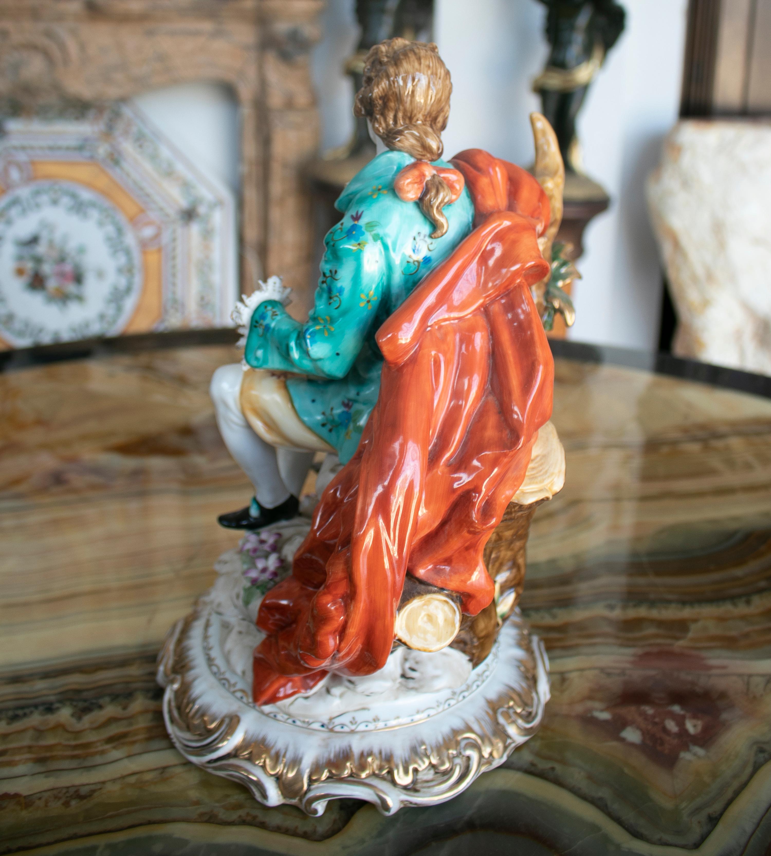 European 1990s French Hand Painted Man Figure Sculpture For Sale