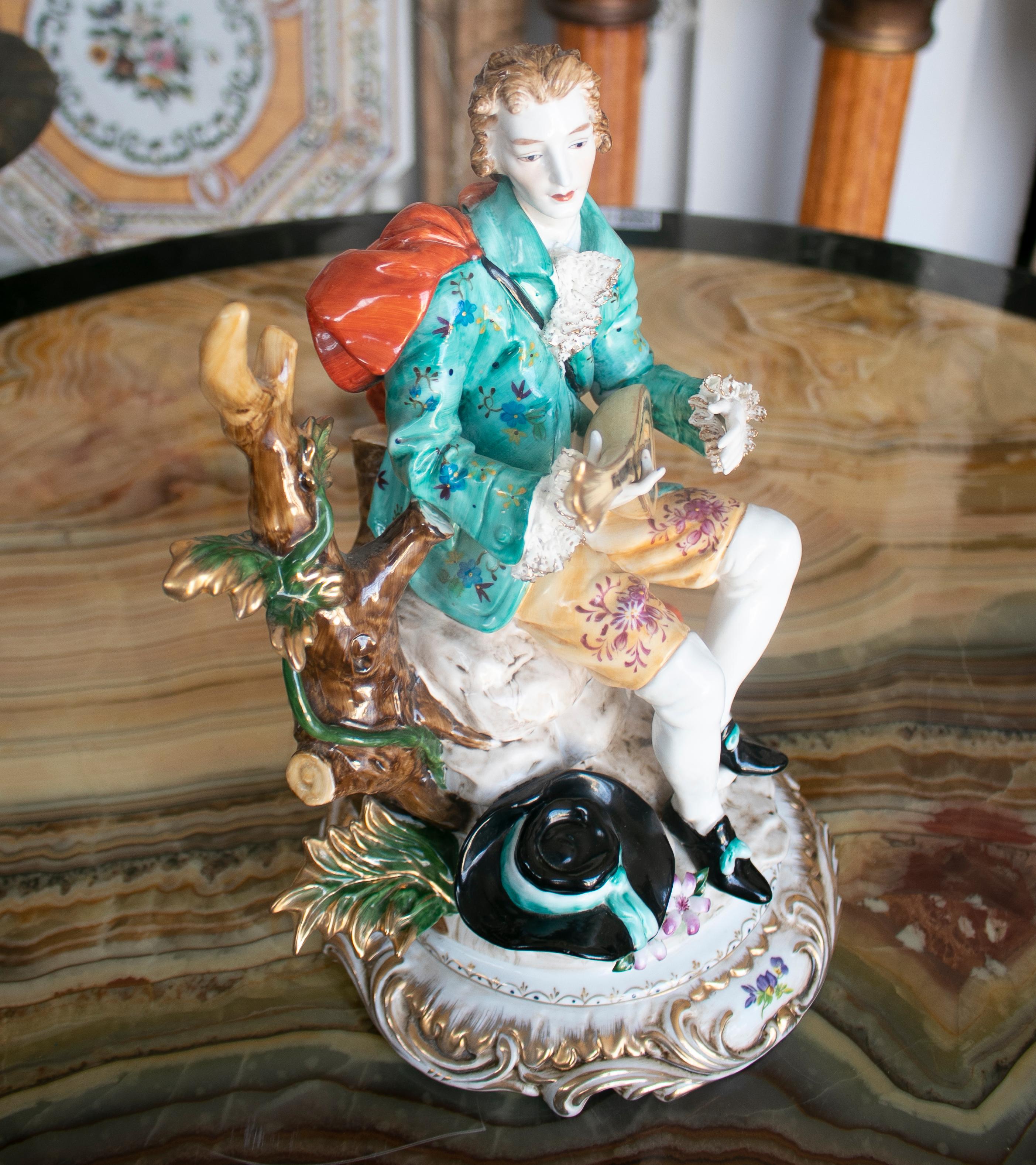 20th Century 1990s French Hand Painted Man Figure Sculpture For Sale