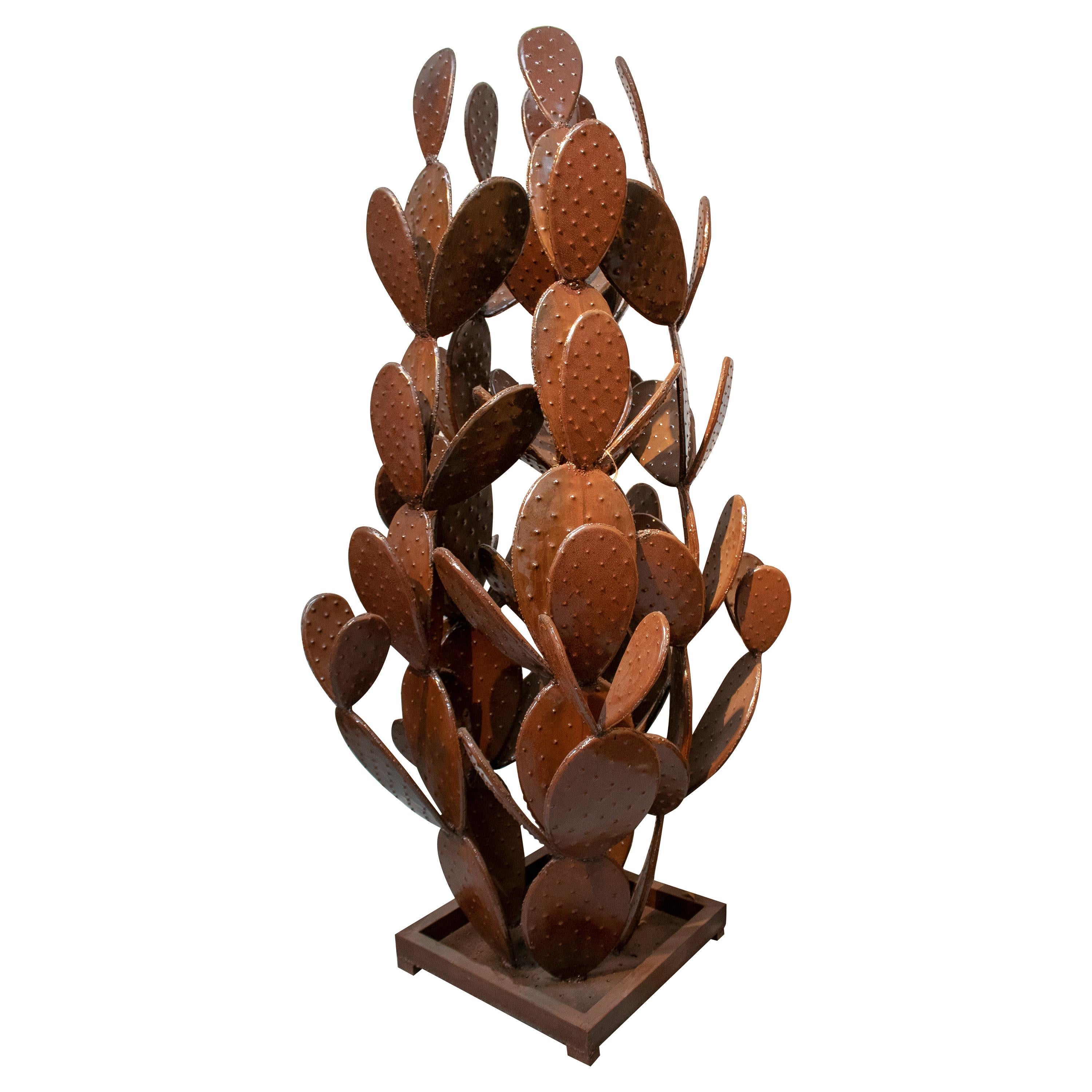 1990s French Iron Cactus Sculpture For Sale