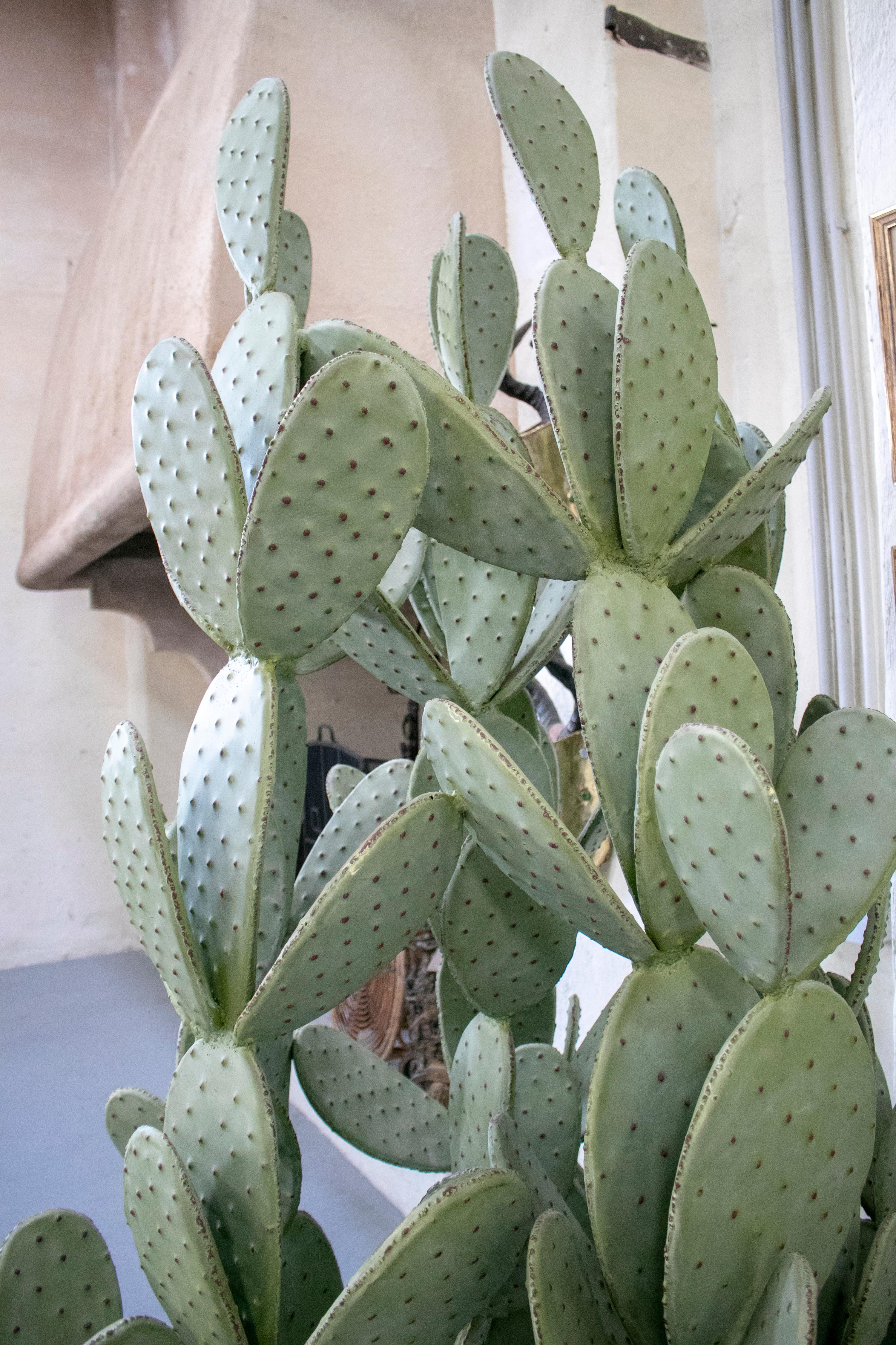 20ième siècle Sculpture française de cactus vert en fer des années 1990 en vente