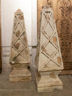 1990s French Natural Terracotta Classical Garden Obelisks