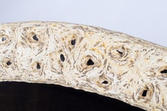 1990s French Oval Resin Mirror in Ochre Tones