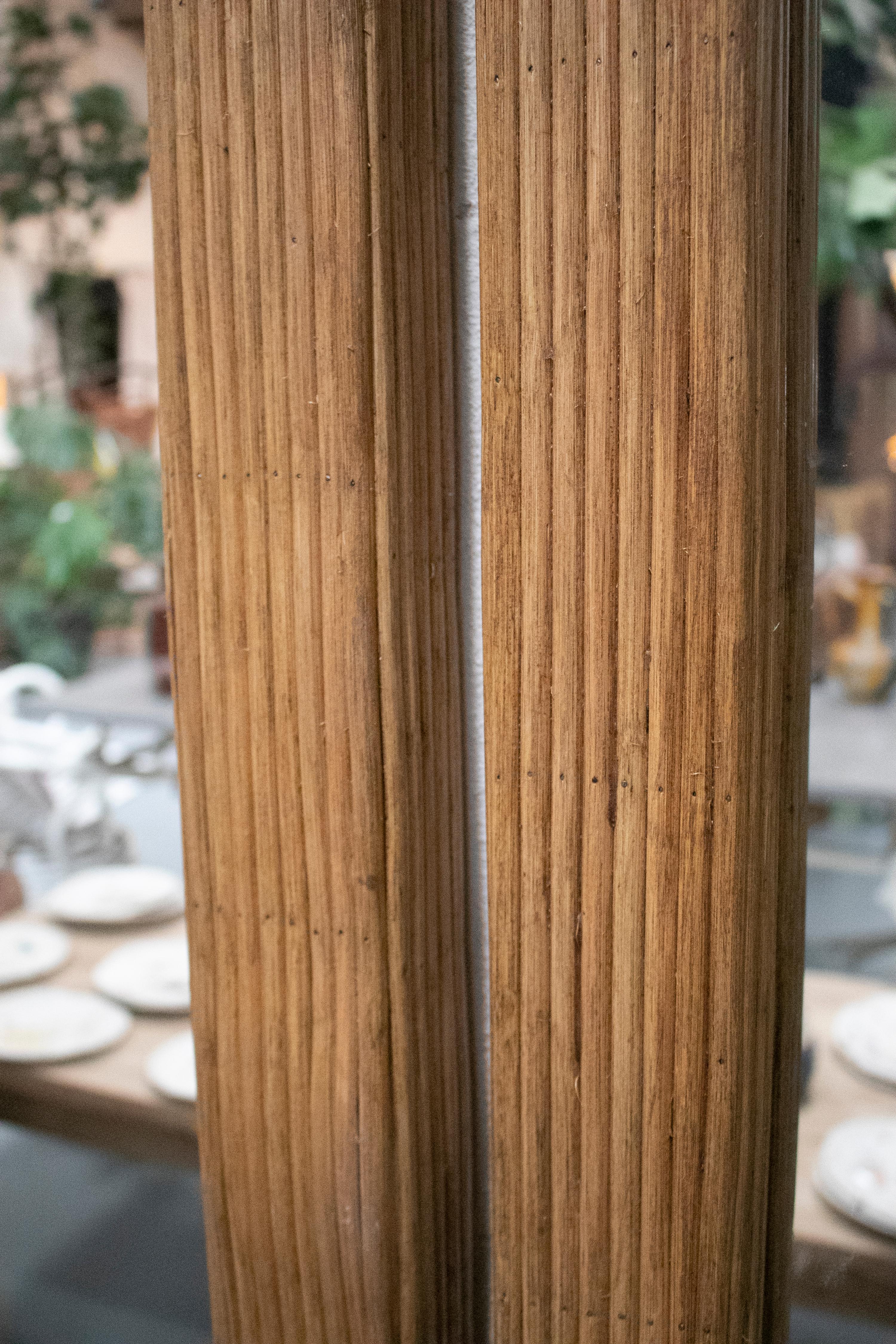 1990s French Pair of Palm Shaped Bamboo Mirrors 2