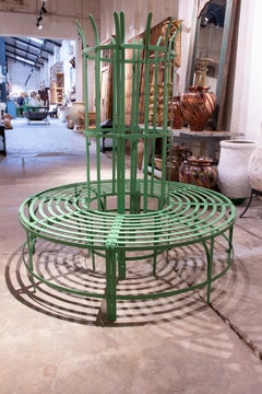 1990s French Wrought Iron Tree Bench