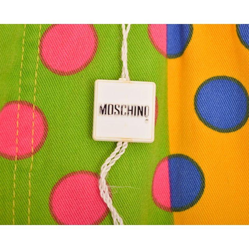 1990's Funky Vintage Moschino Colourful Polka Dot Pattern High waisted Jeans In Good Condition For Sale In Sheffield, GB